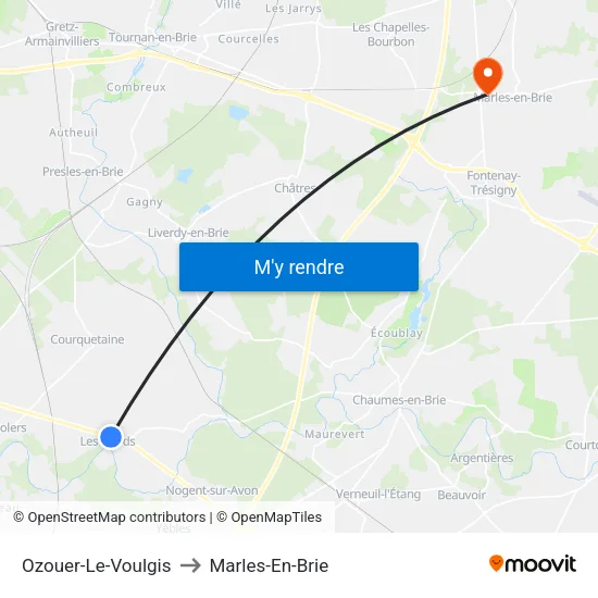 Ozouer-Le-Voulgis to Marles-En-Brie map