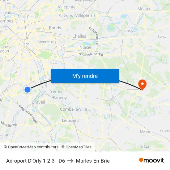 Aéroport D'Orly 1-2-3 - D6 to Marles-En-Brie map