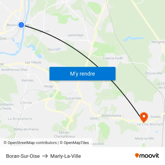 Boran-Sur-Oise to Marly-La-Ville map
