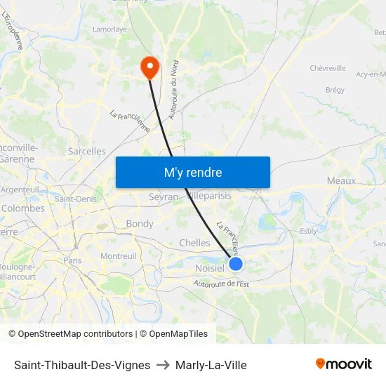 Saint-Thibault-Des-Vignes to Marly-La-Ville map