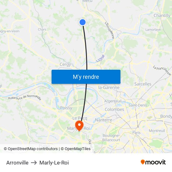 Arronville to Marly-Le-Roi map