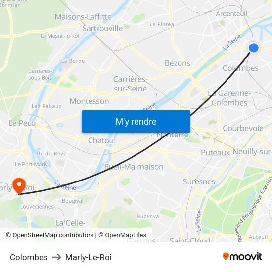 Colombes to Marly-Le-Roi map