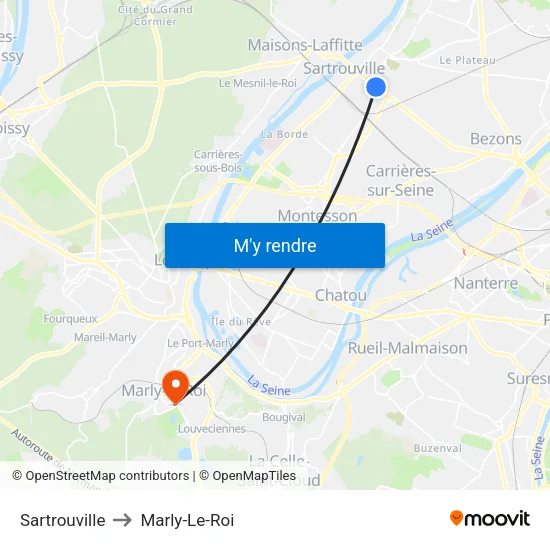 Sartrouville to Marly-Le-Roi map