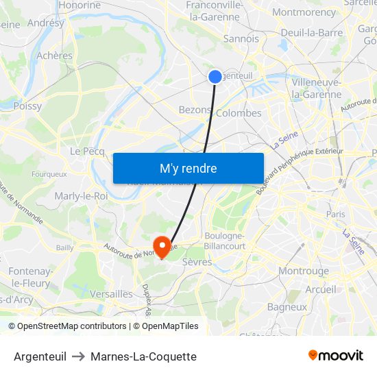 Argenteuil to Marnes-La-Coquette map