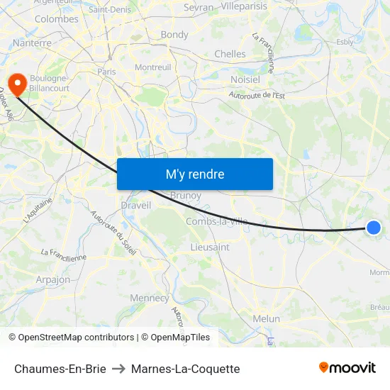Chaumes-En-Brie to Marnes-La-Coquette map