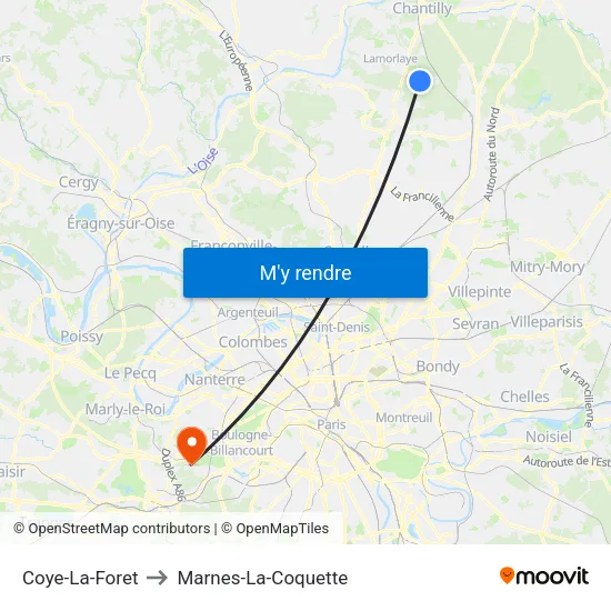 Coye-La-Foret to Marnes-La-Coquette map
