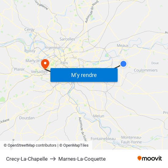 Crecy-La-Chapelle to Marnes-La-Coquette map