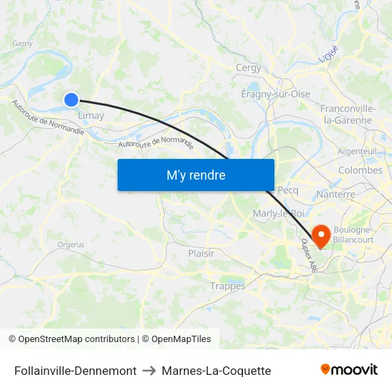 Follainville-Dennemont to Marnes-La-Coquette map