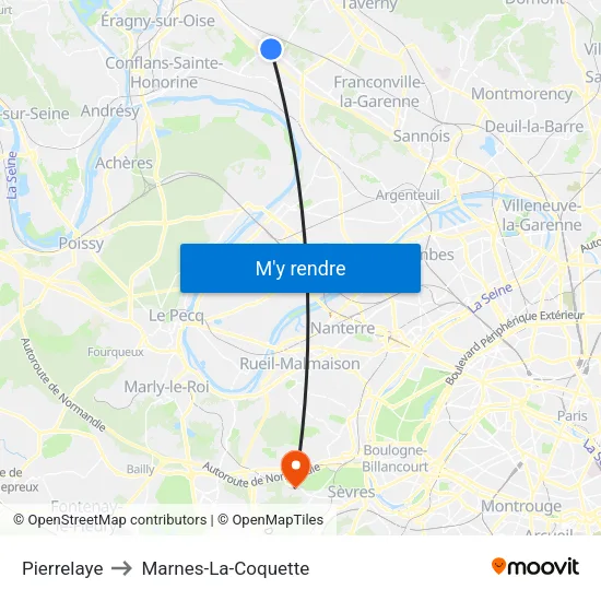 Pierrelaye to Marnes-La-Coquette map