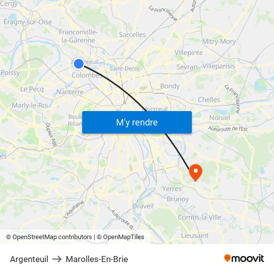 Argenteuil to Marolles-En-Brie map