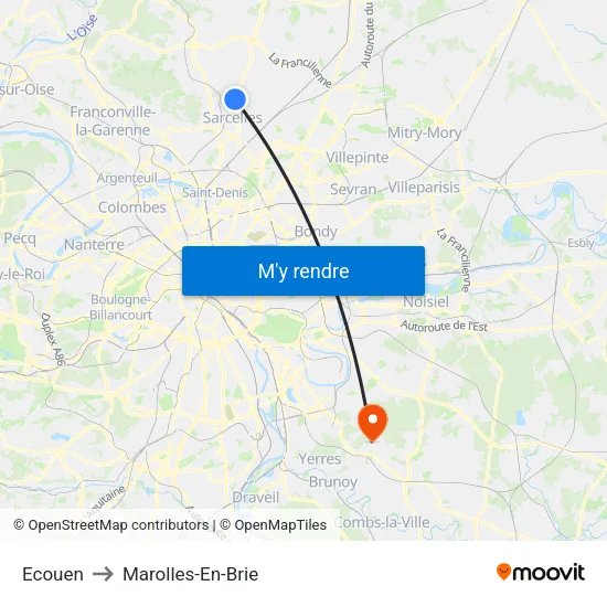 Ecouen to Marolles-En-Brie map
