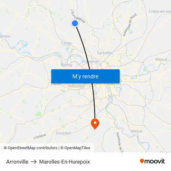 Arronville to Marolles-En-Hurepoix map