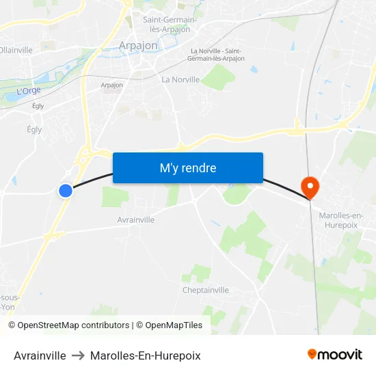 Avrainville to Marolles-En-Hurepoix map