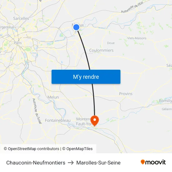 Chauconin-Neufmontiers to Marolles-Sur-Seine map