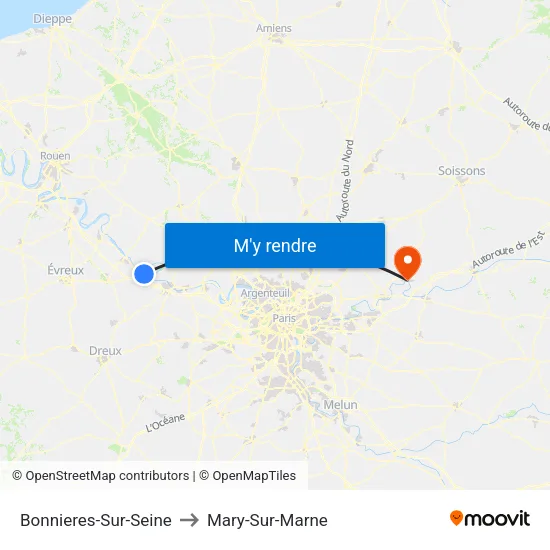 Bonnieres-Sur-Seine to Mary-Sur-Marne map