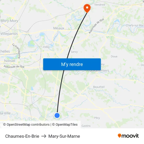Chaumes-En-Brie to Mary-Sur-Marne map