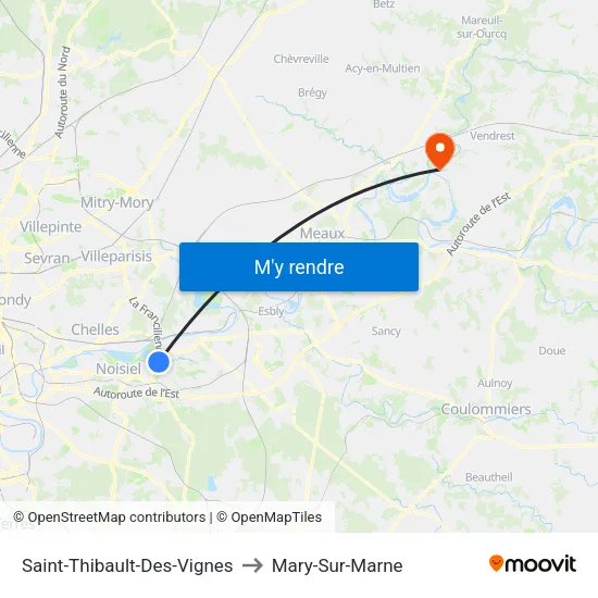 Saint-Thibault-Des-Vignes to Mary-Sur-Marne map