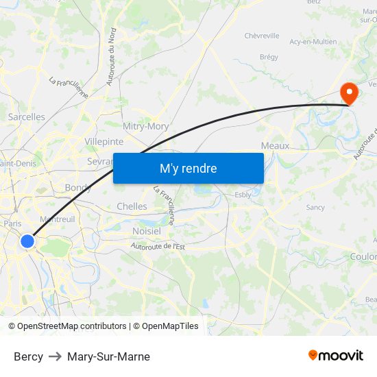 Bercy to Mary-Sur-Marne map