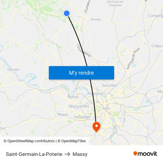 Saint-Germain-La-Poterie to Massy map