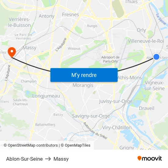 Ablon-Sur-Seine to Massy map