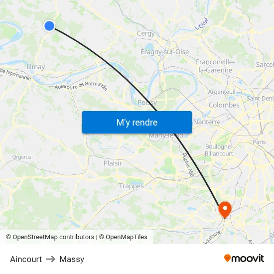 Aincourt to Massy map