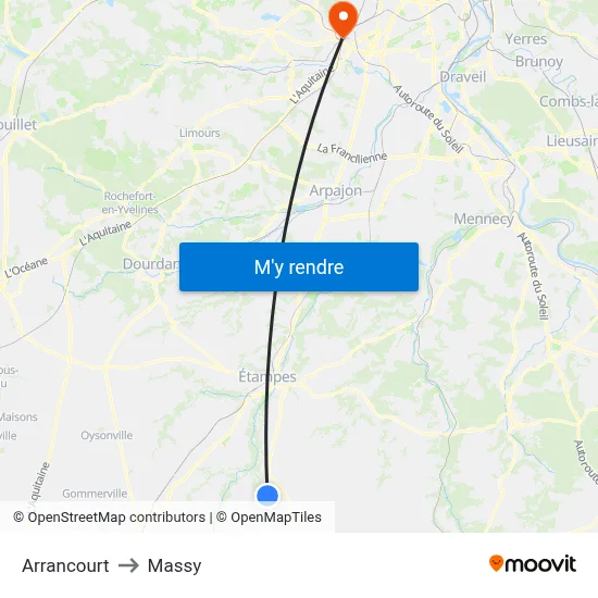 Arrancourt to Massy map