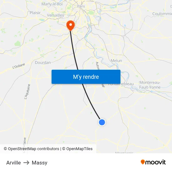 Arville to Massy map