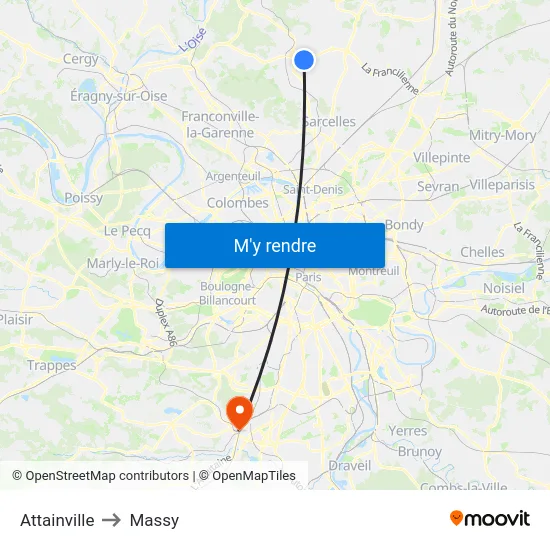 Attainville to Massy map