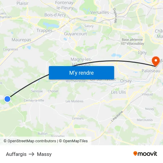 Auffargis to Massy map