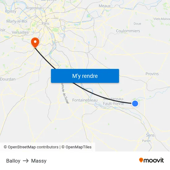 Balloy to Massy map