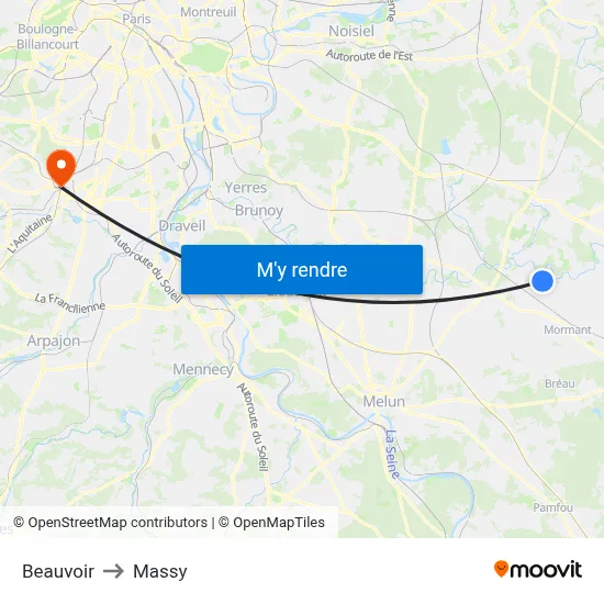 Beauvoir to Massy map