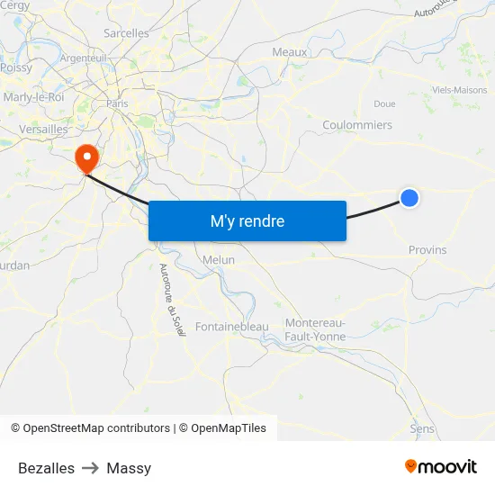 Bezalles to Massy map