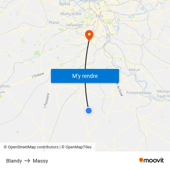 Blandy to Massy map