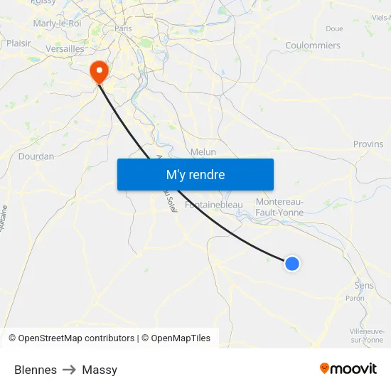 Blennes to Massy map