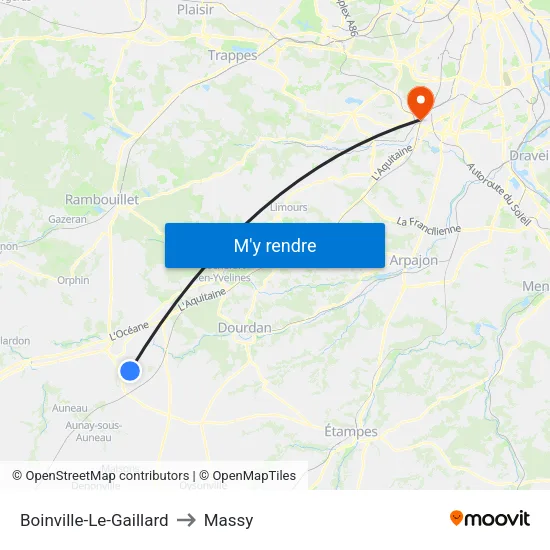 Boinville-Le-Gaillard to Massy map