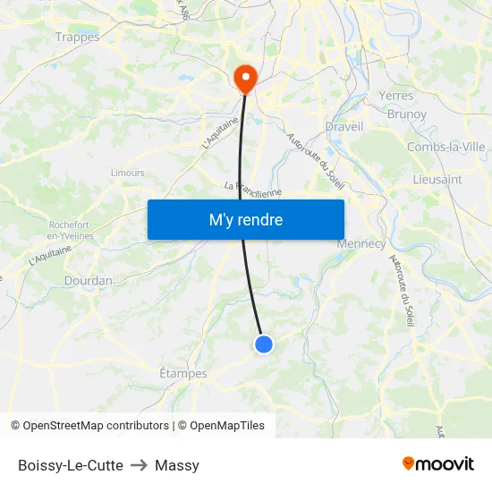 Boissy-Le-Cutte to Massy map