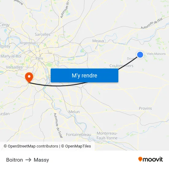 Boitron to Massy map