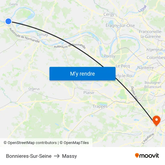 Bonnieres-Sur-Seine to Massy map