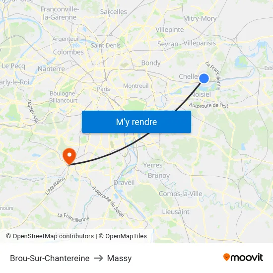 Brou-Sur-Chantereine to Massy map