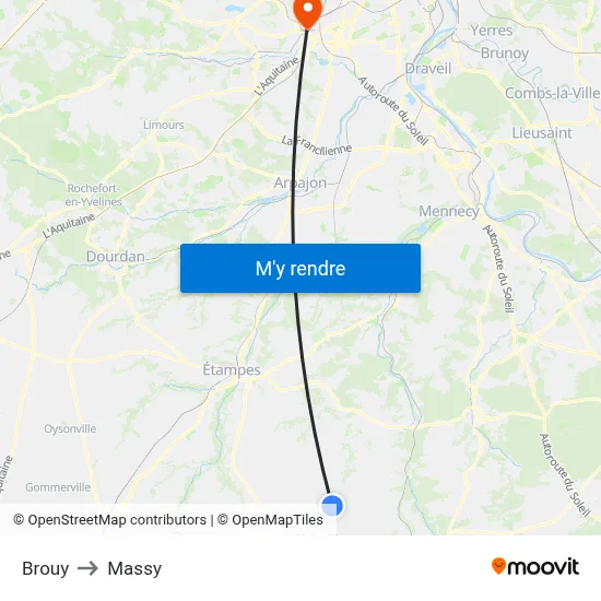 Brouy to Massy map