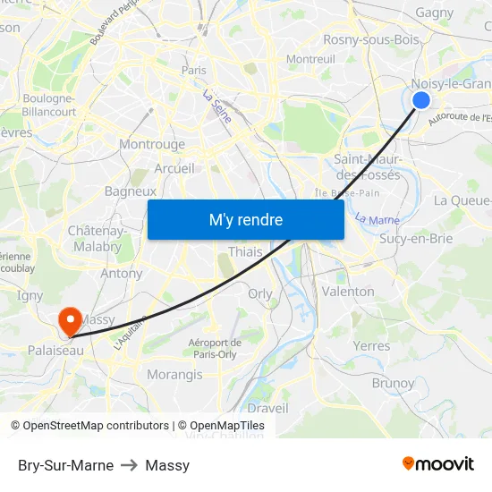 Bry-Sur-Marne to Massy map