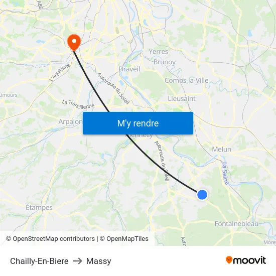 Chailly-En-Biere to Massy map