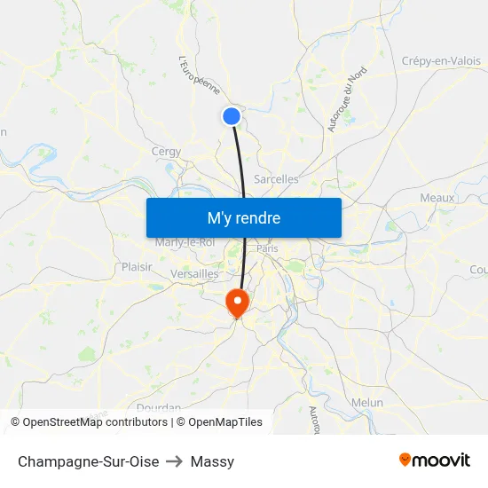 Champagne-Sur-Oise to Massy map