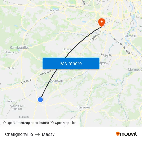 Chatignonville to Massy map
