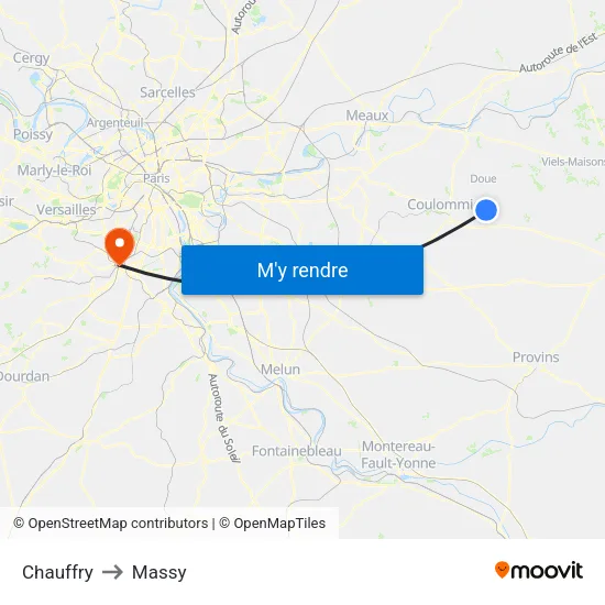 Chauffry to Massy map