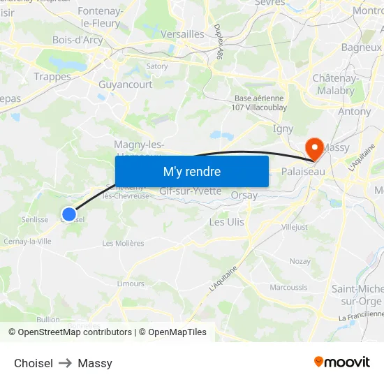Choisel to Massy map