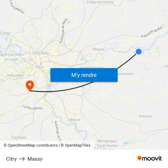 Citry to Massy map