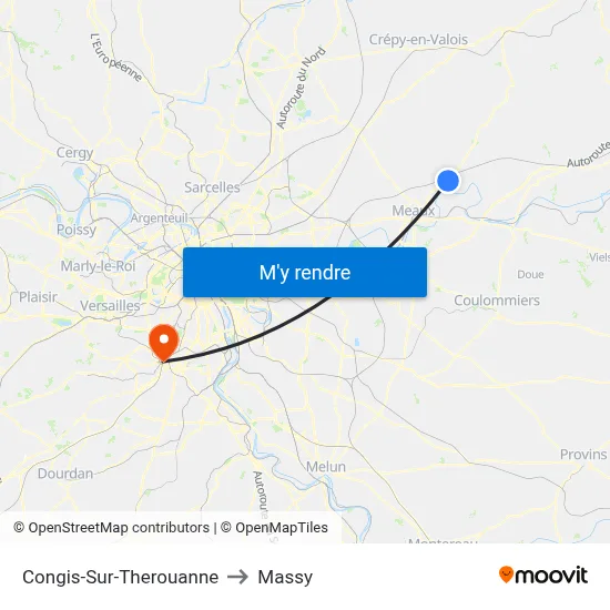 Congis-Sur-Therouanne to Massy map