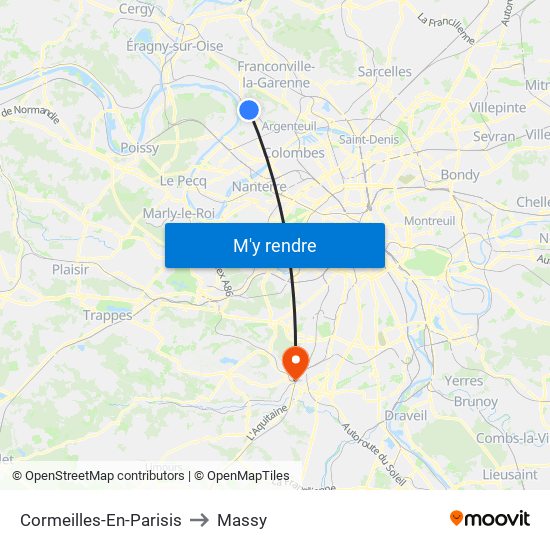 Cormeilles-En-Parisis to Massy map