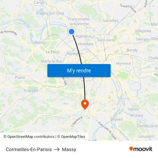 Cormeilles-En-Parisis to Massy map